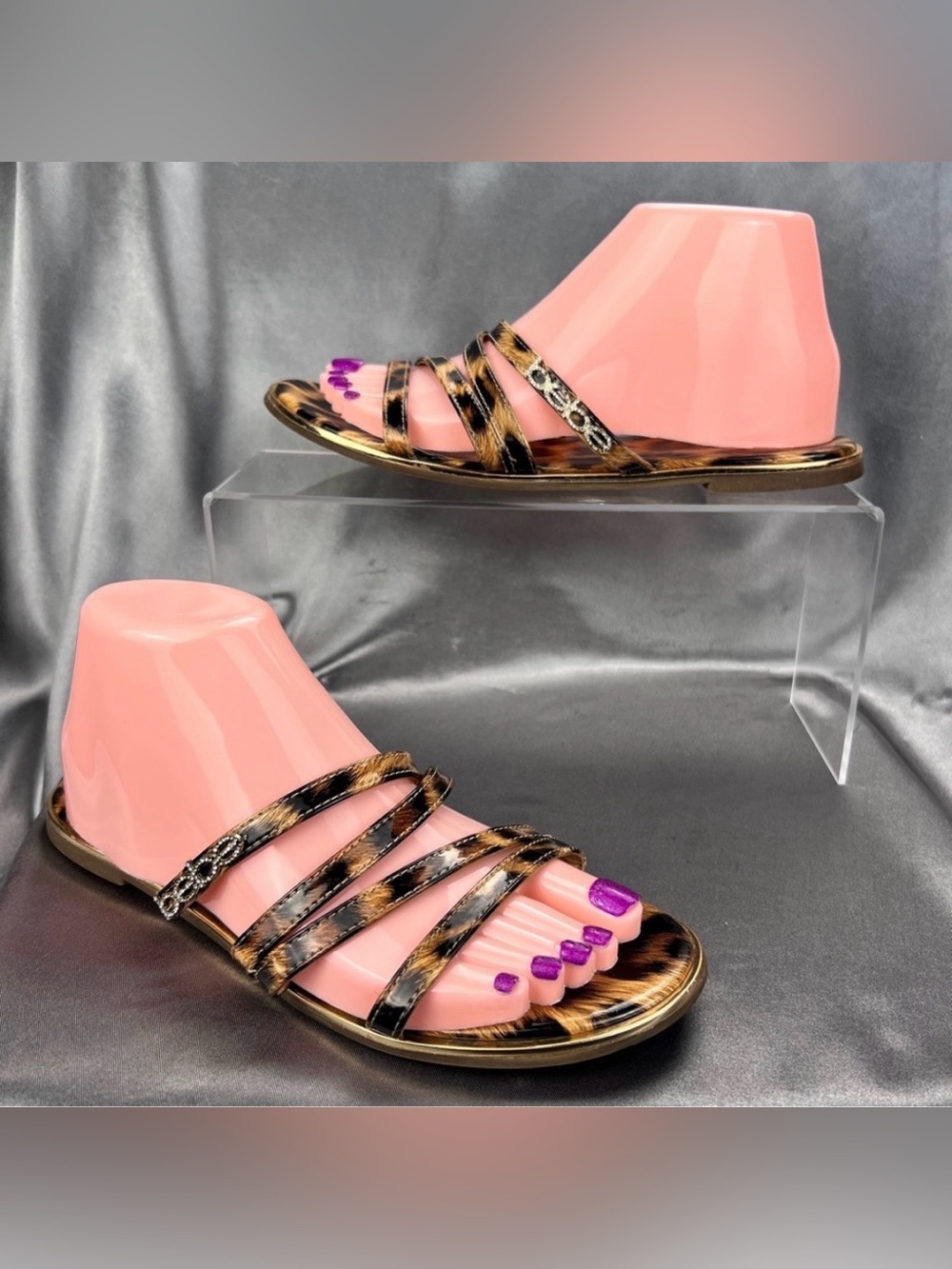 BEBE Leopard Print Strappy Sandals